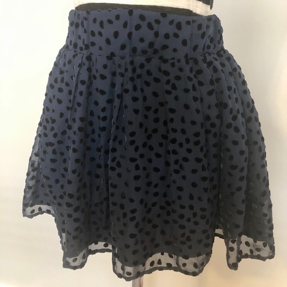 Club Monaco Navy Dotted Silk-Blend 'Topsy' Skirt - Picture 3 of 5